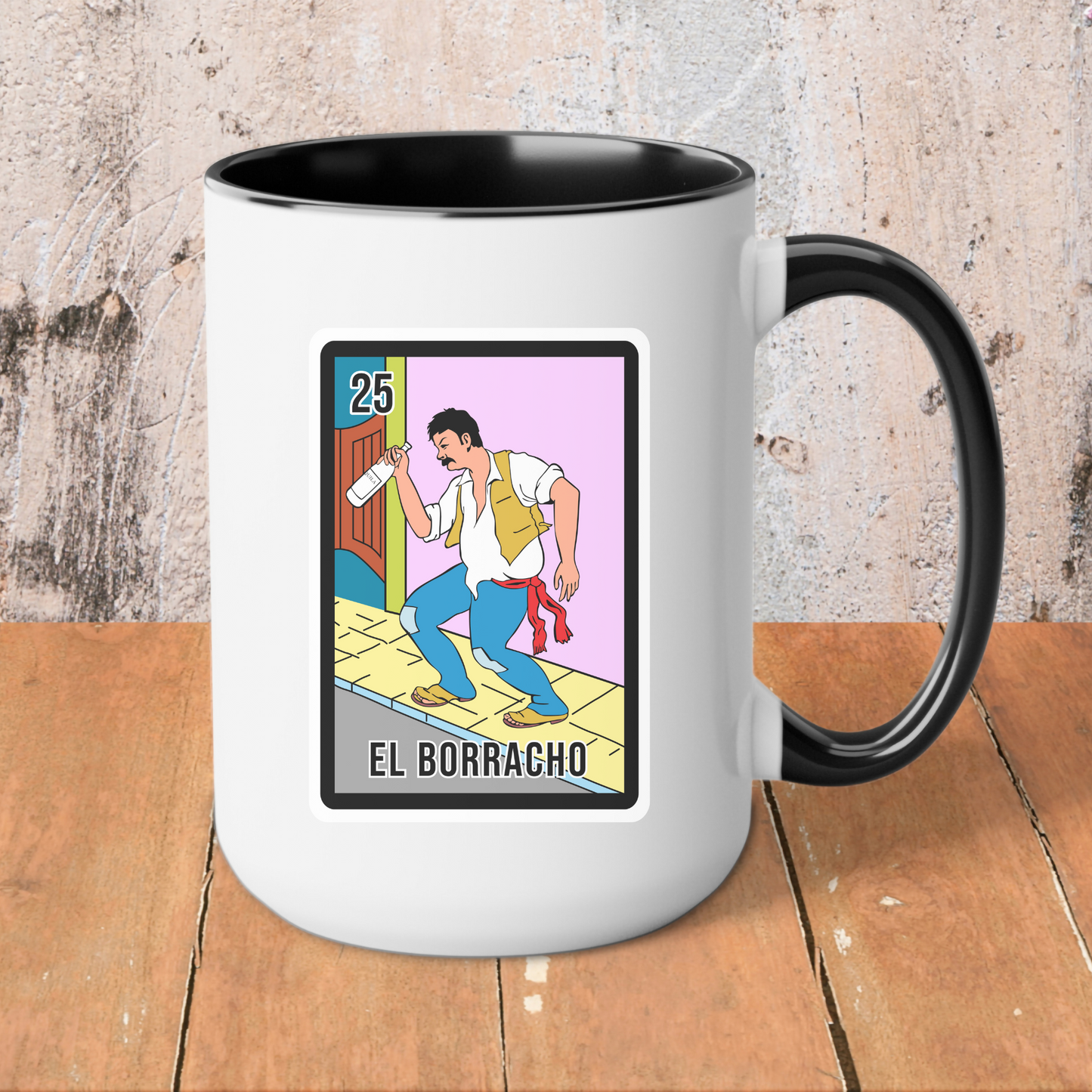 El Borracho Mug – 15oz Cafesito Mug | Lotería Mexicana con Humor Pa’ Tu Cruda ☕🃏