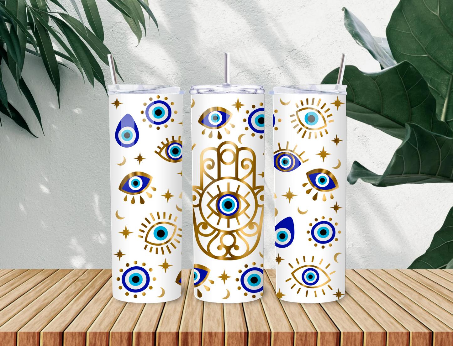 Evil Eye Tumbler – 20oz Stainless Steel Cup with Spiritual Protection, Mal de Ojo & Heart Eye Design