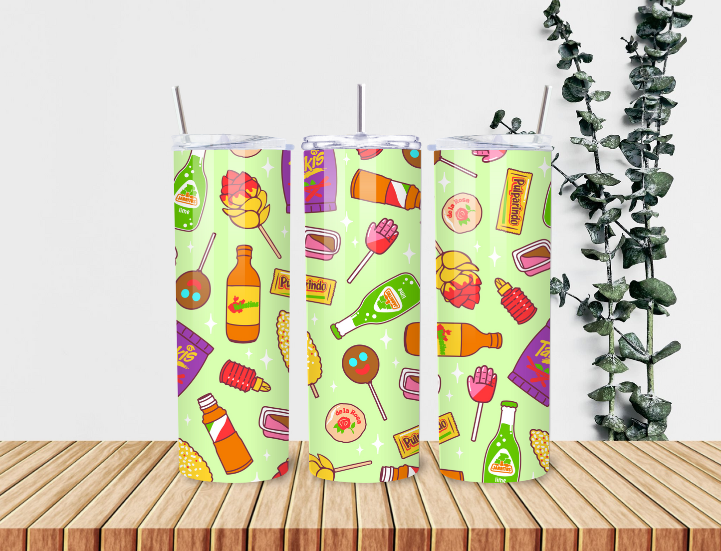 Antojitos Mexicanos Tumbler – 20oz Cute Stainless Steel Cup with Mexican Candy, Snacks & Spanglish Style