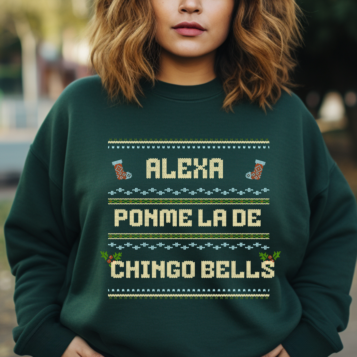 Alexa Ponme la de Chingo Bells Sweatshirt – Sudadera Unisex con Humor Navideño