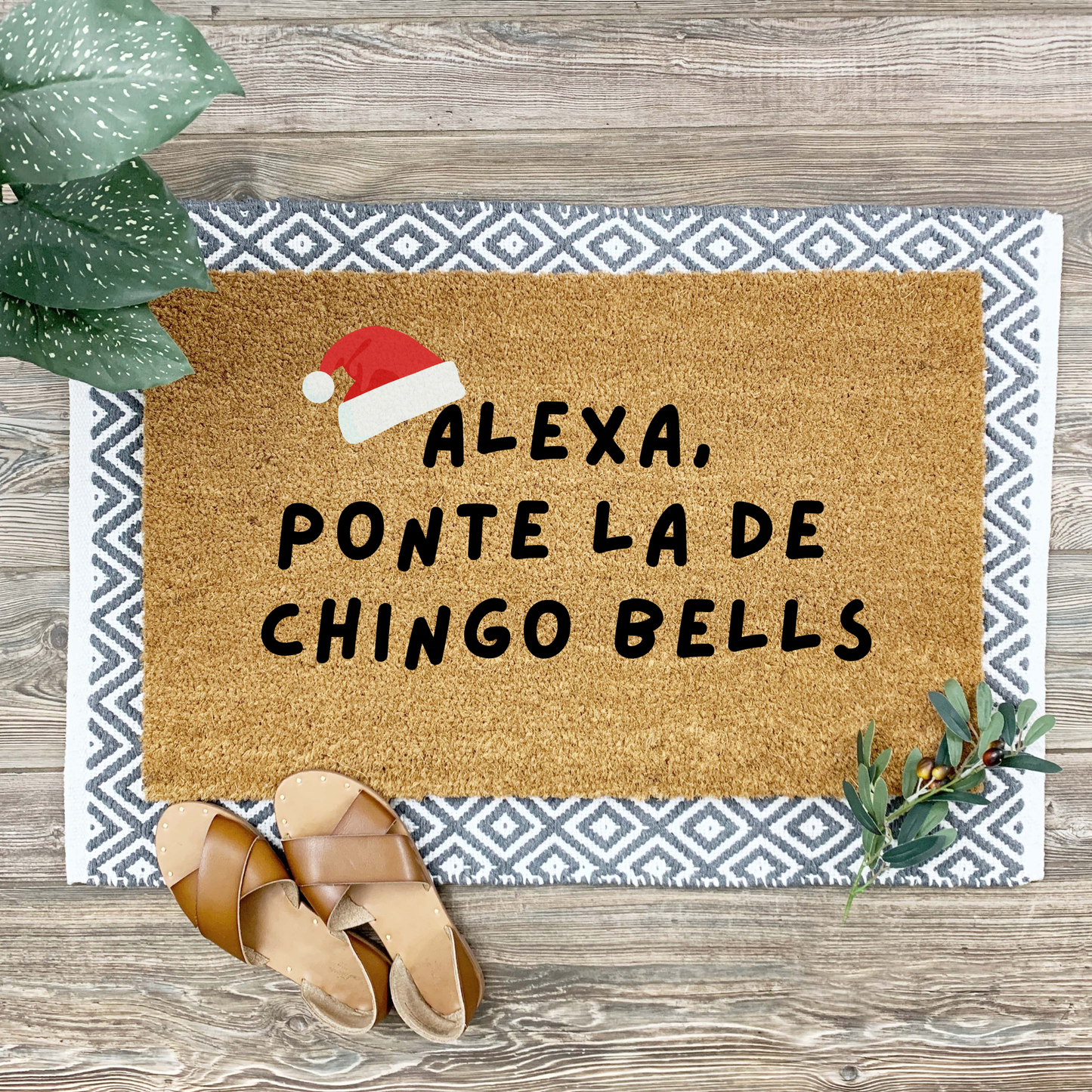 Alexa, Ponte la de Chingo Bells – Funny Holiday Doormat | Tapete Navideño con Humor Latino