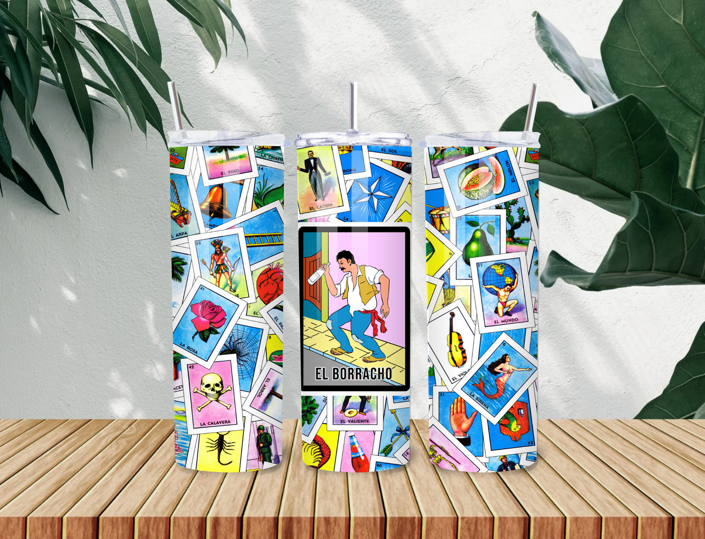 El Borracho Lotería Tumbler – 20oz Funny Mexican Cup with Spanglish Humor & Latin Vibes