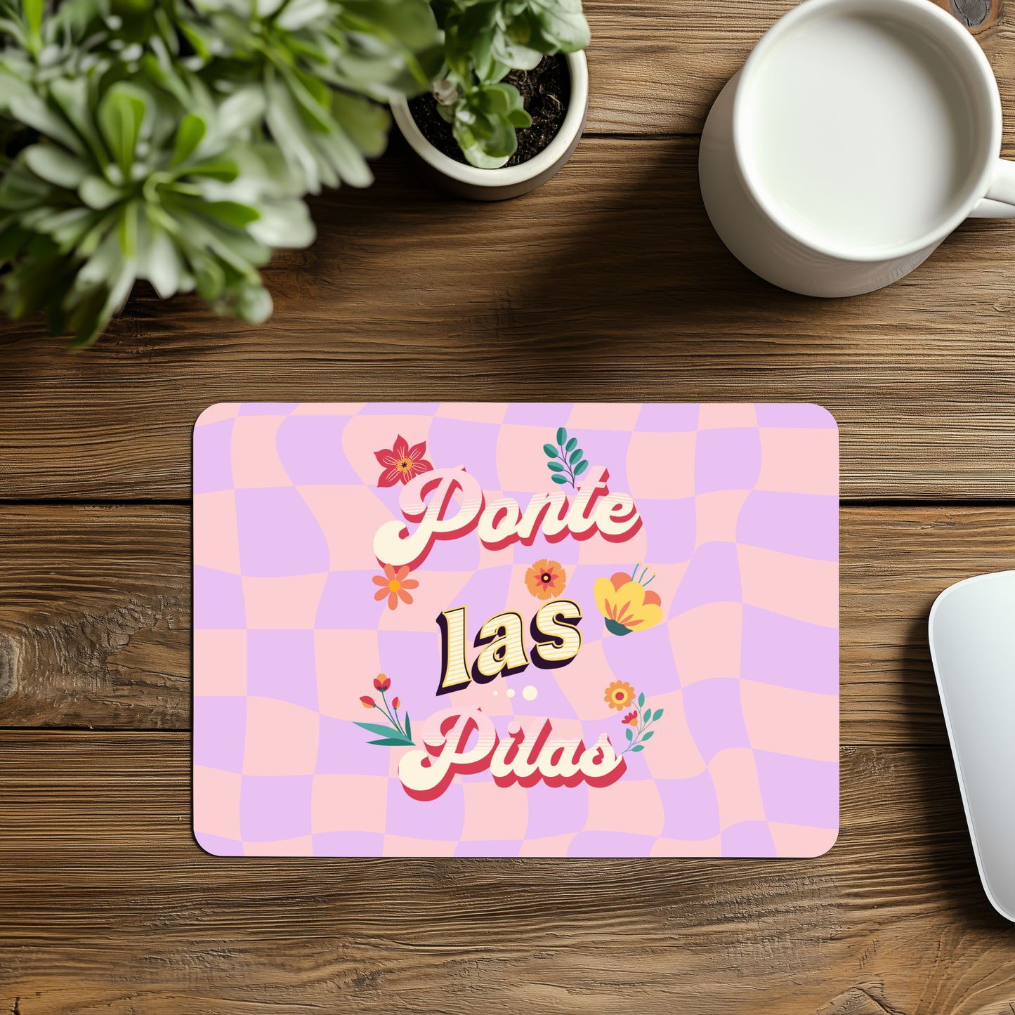 Ponte Las Pilas Mouse Pad – Spanglish Desk Mat | Motivational Latina Office Decor