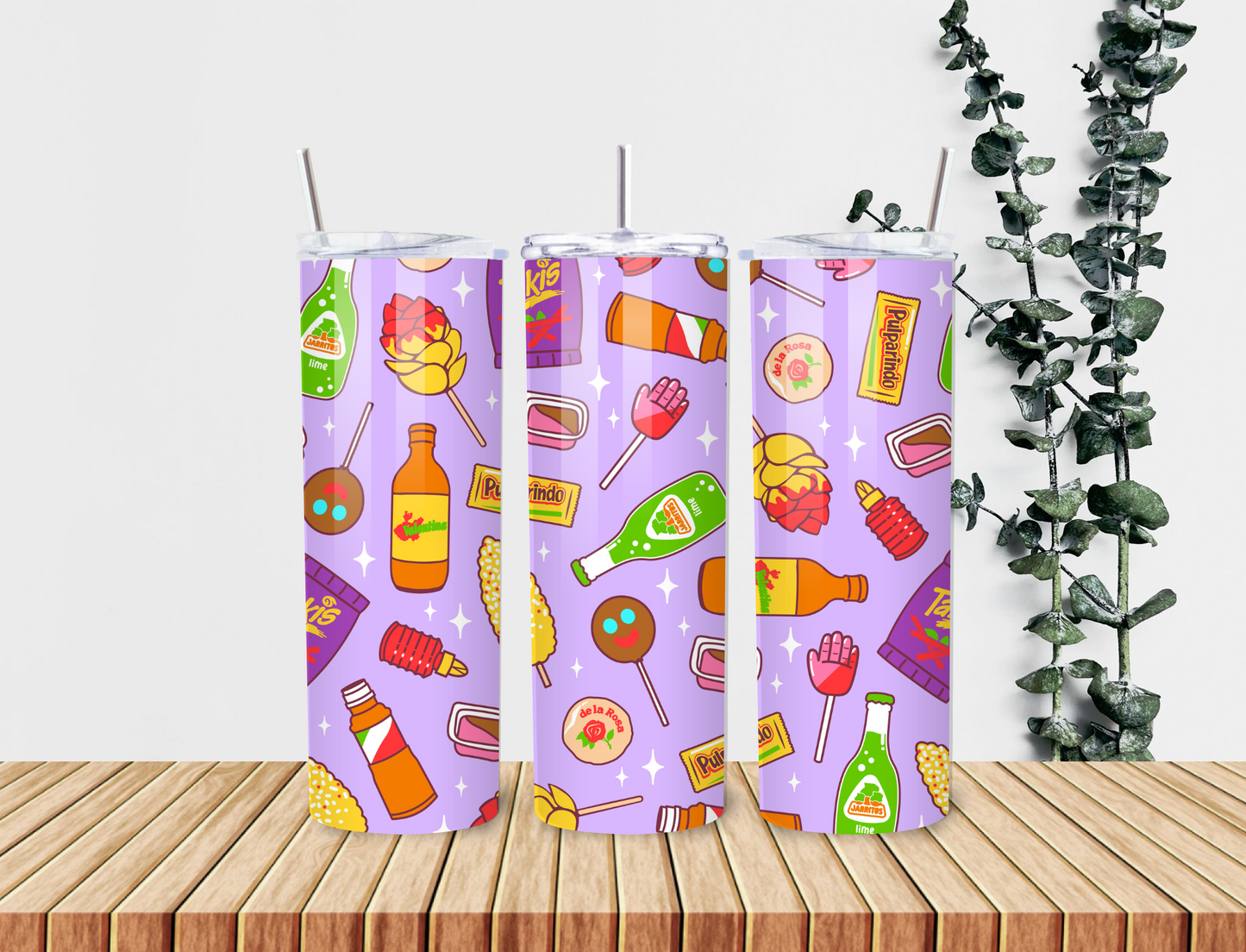 Antojitos Mexicanos Tumbler – 20oz Cute Stainless Steel Cup with Mexican Candy, Snacks & Spanglish Style