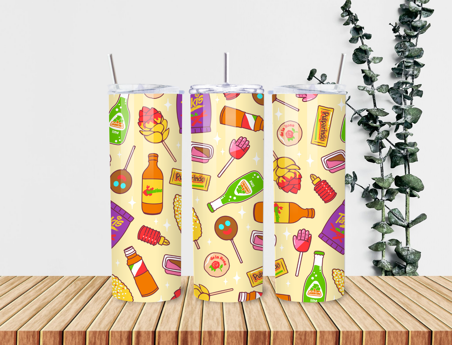 Antojitos Mexicanos Tumbler – 20oz Cute Stainless Steel Cup with Mexican Candy, Snacks & Spanglish Style