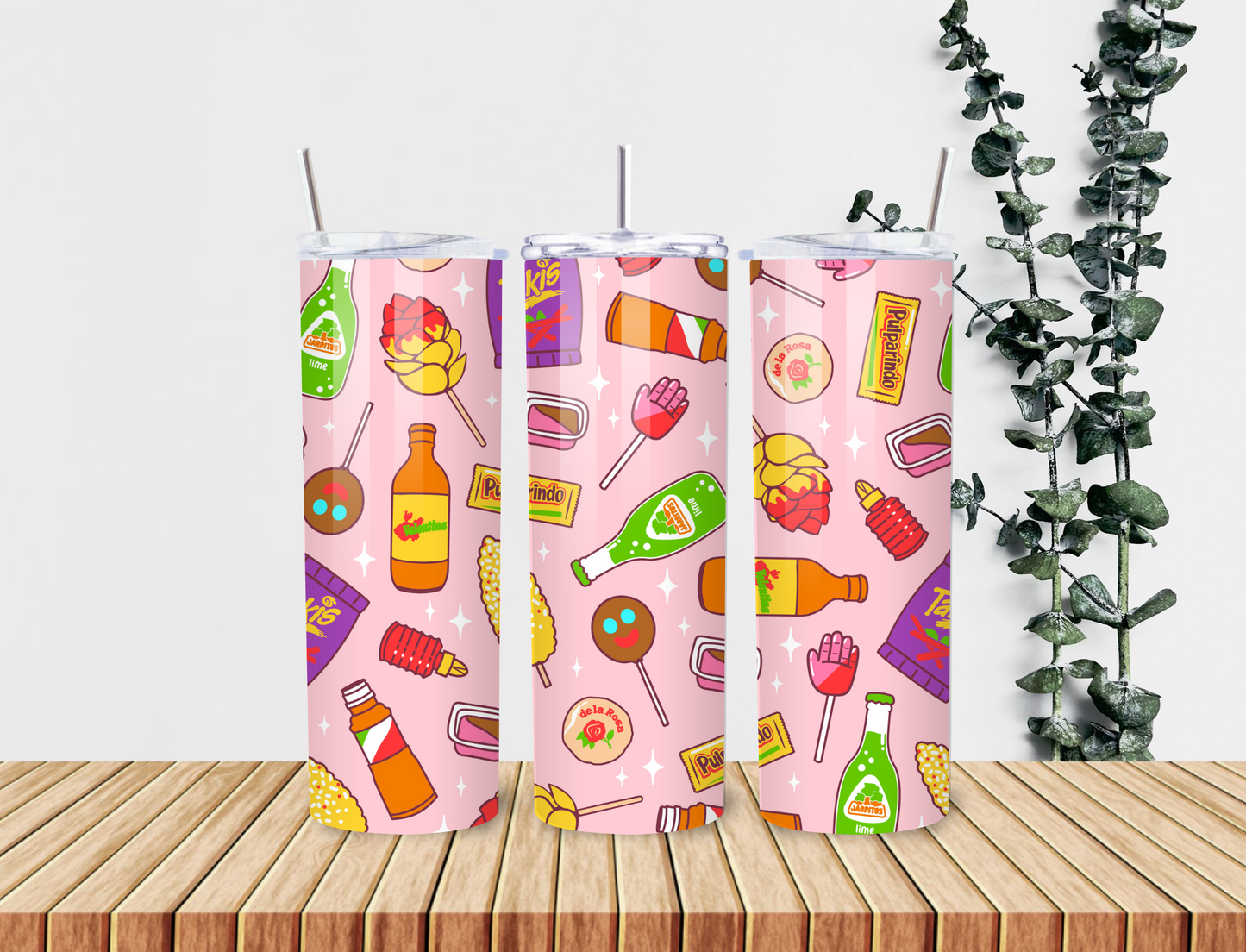 Antojitos Mexicanos Tumbler – 20oz Cute Stainless Steel Cup with Mexican Candy, Snacks & Spanglish Style