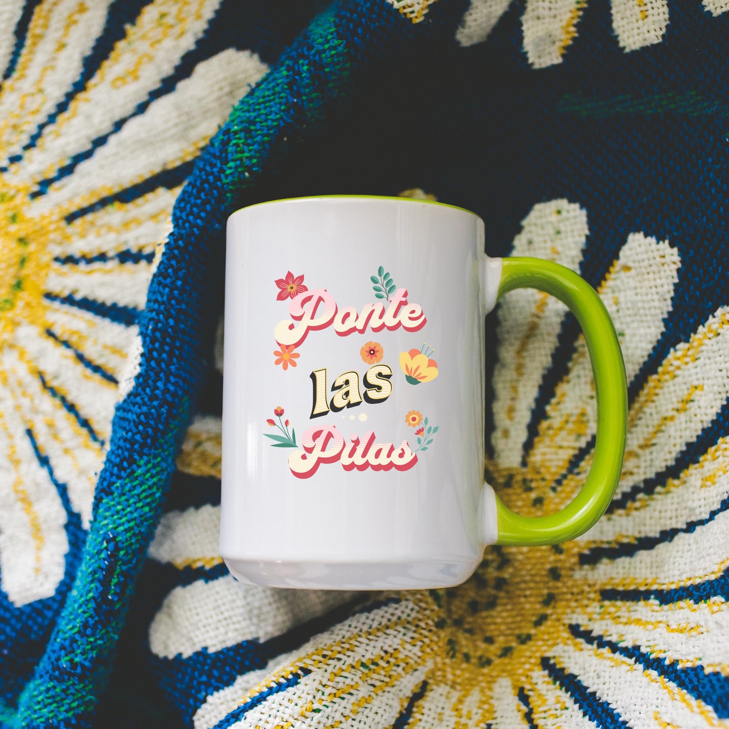 Ponte Las Pilas Mug – 15oz Cafesito Mug | Wake Up & Slay With Spanglish ☕🌸💚