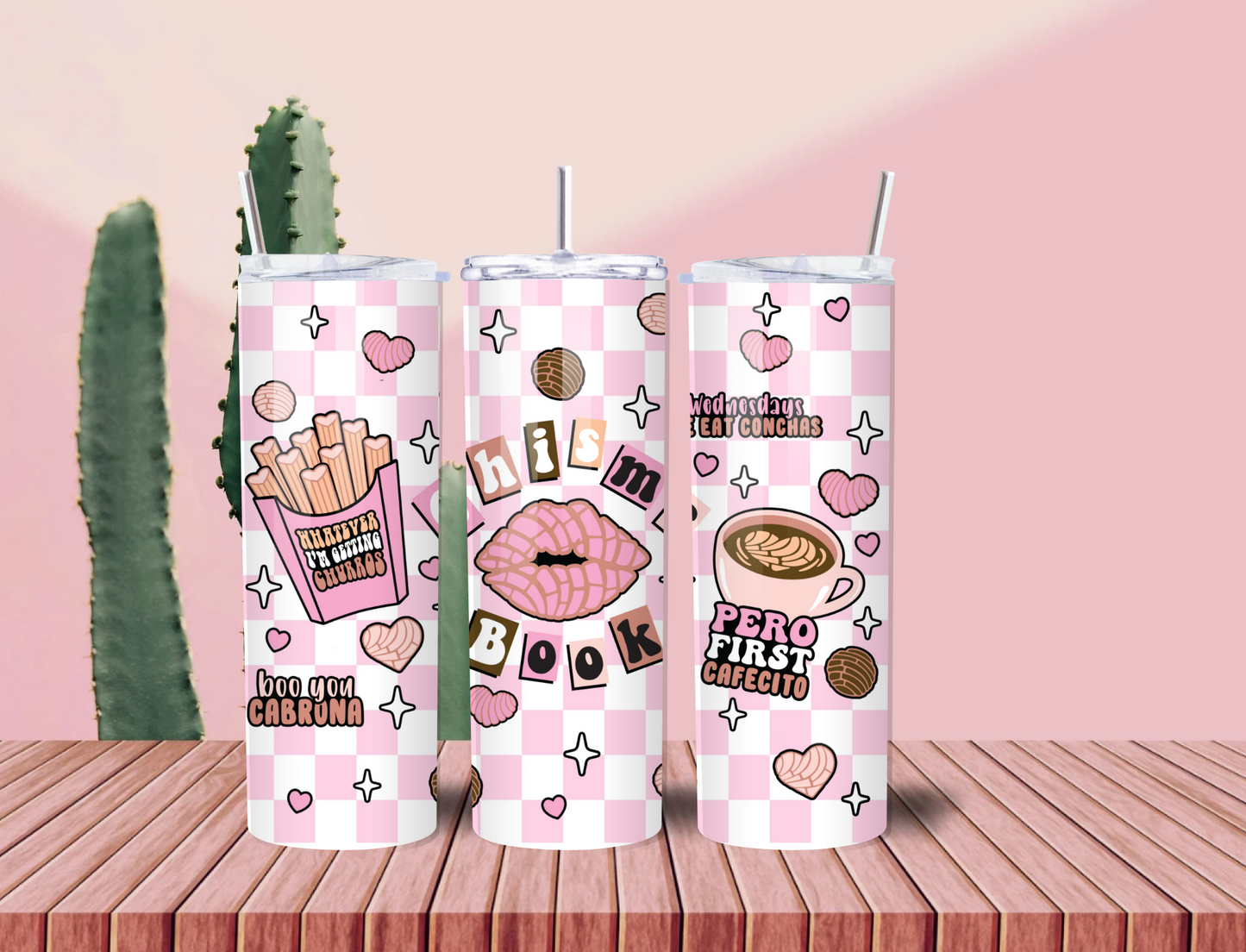 Chismebook Tumbler – 20oz Spanglish Mean Girls-Inspired Cup with Conchas, Cafecito & Latina Sass