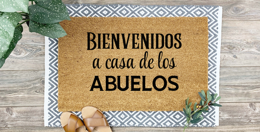 Bienvenidos a Casa de los Abuelos Doormat – Welcome to Grandma & Grandpa’s House | Spanish Family Door Mat