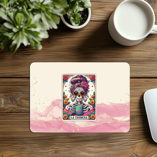 La Chismosa Mouse Pad – Funny Spanglish Desk Decor | Calavera Gossip Queen Office Mat