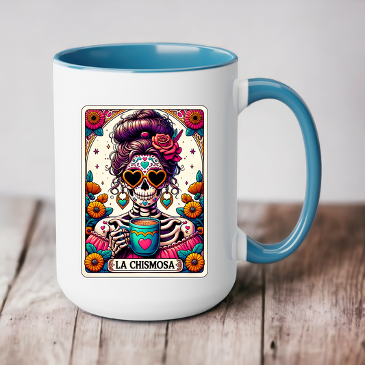 La Chismosa Mug – 15oz Cafesito Mug | Día de Chisme & Cultura ☕💀💬