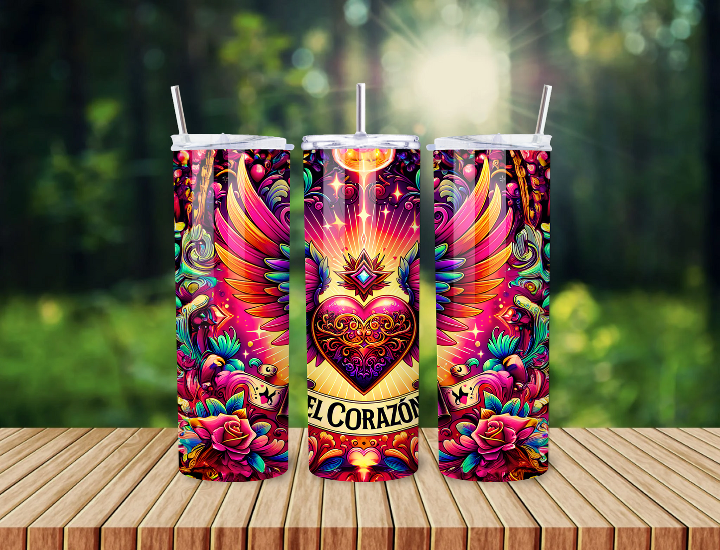 El Corazón Tumbler – 20oz Sacred Heart-Inspired Stainless Steel Cup with Spiritual Vibes & Bold Color