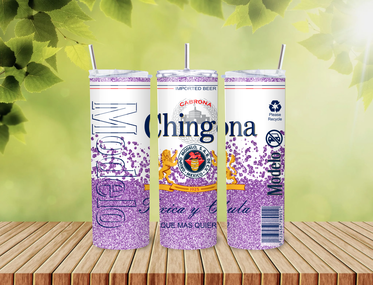 Chingona Tumbler – 20oz Glitter Modelo-Inspired Stainless Steel Cup with Spanglish Sass & Bold Latina Vibes