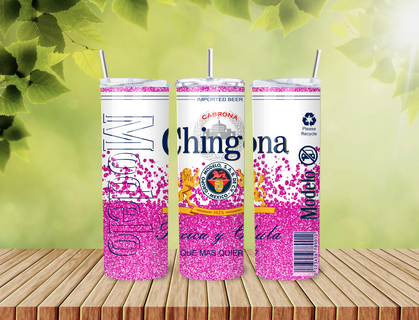 Chingona Tumbler – 20oz Glitter Modelo-Inspired Stainless Steel Cup with Spanglish Sass & Bold Latina Vibes
