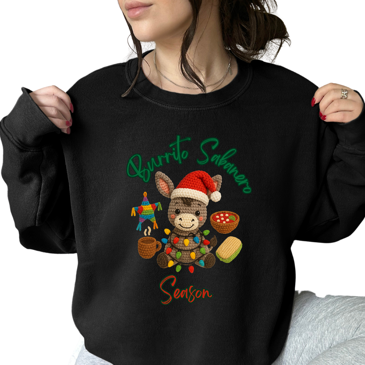 Burrito Sabanero Season Crewneck – Funny Latino Christmas Sweatshirt | Mexican Holiday Graphic Pullover