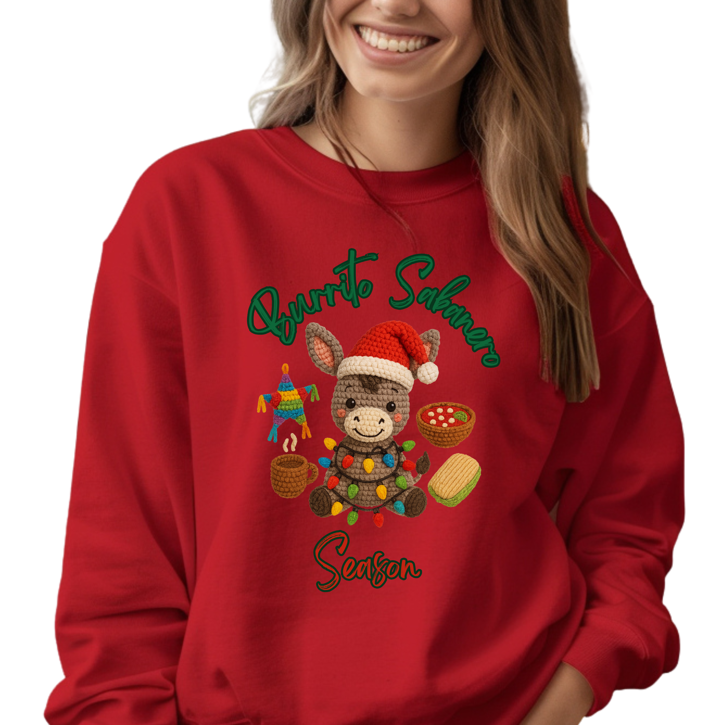 Burrito Sabanero Season Crewneck – Funny Latino Christmas Sweatshirt | Mexican Holiday Graphic Pullover