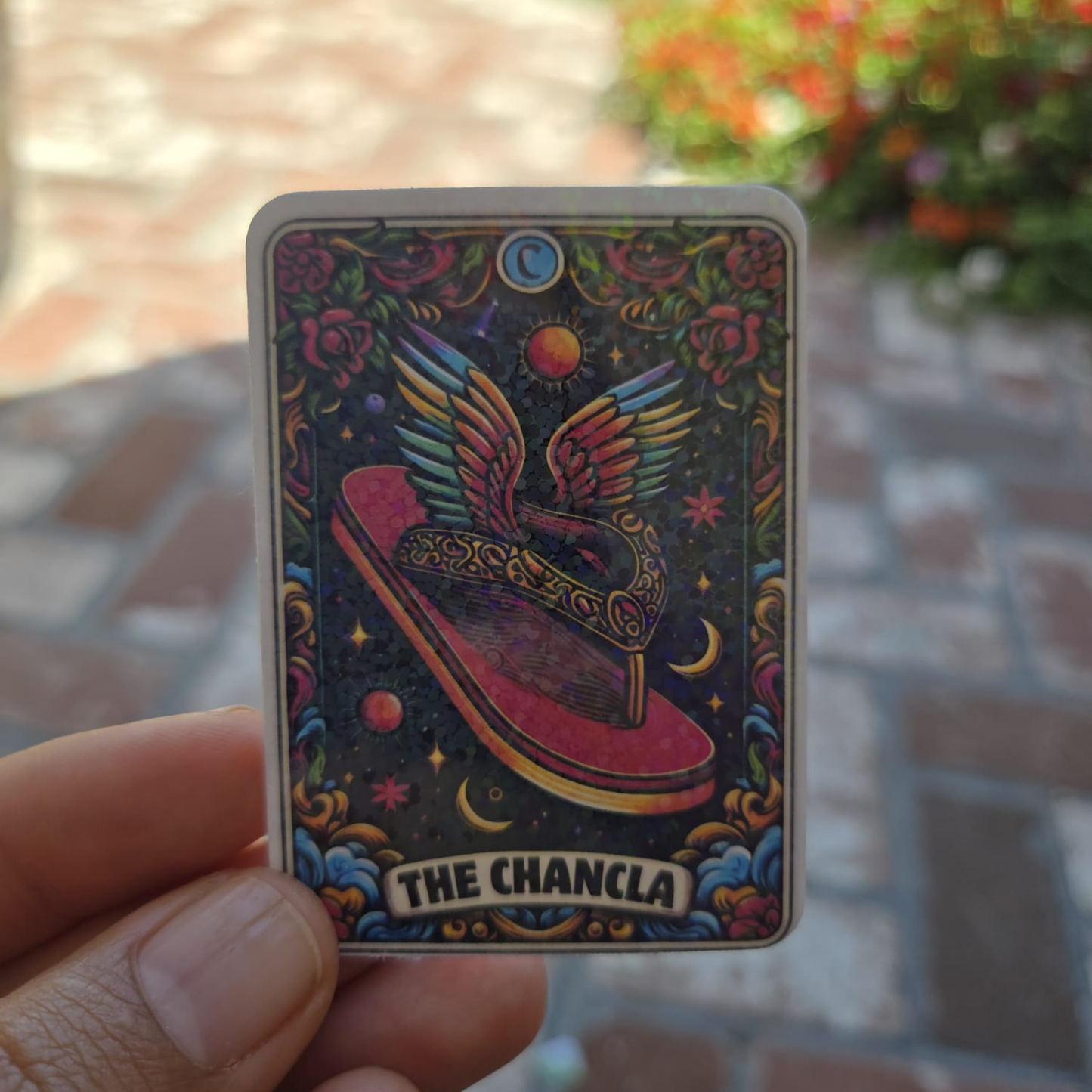 The Chancla – Holographic Sticker | Cultura, Magia y Amenaza Voladora ✨👡