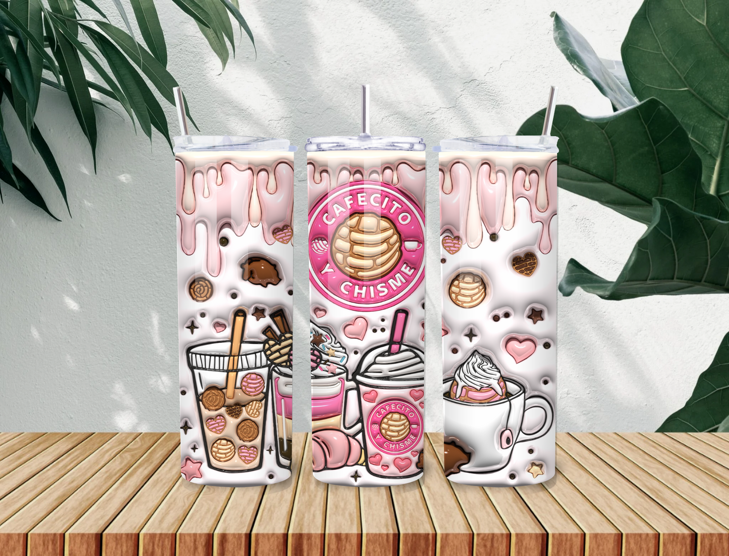 Cafecito y Chisme Tumbler – 20oz Pan Dulce Cup with Spanglish Vibes & Latina Style