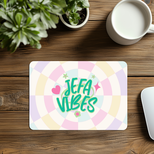 JEFA VIBES Mouse Pad – Latina Boss Desk Mat | Empowering Pastel Office Decor