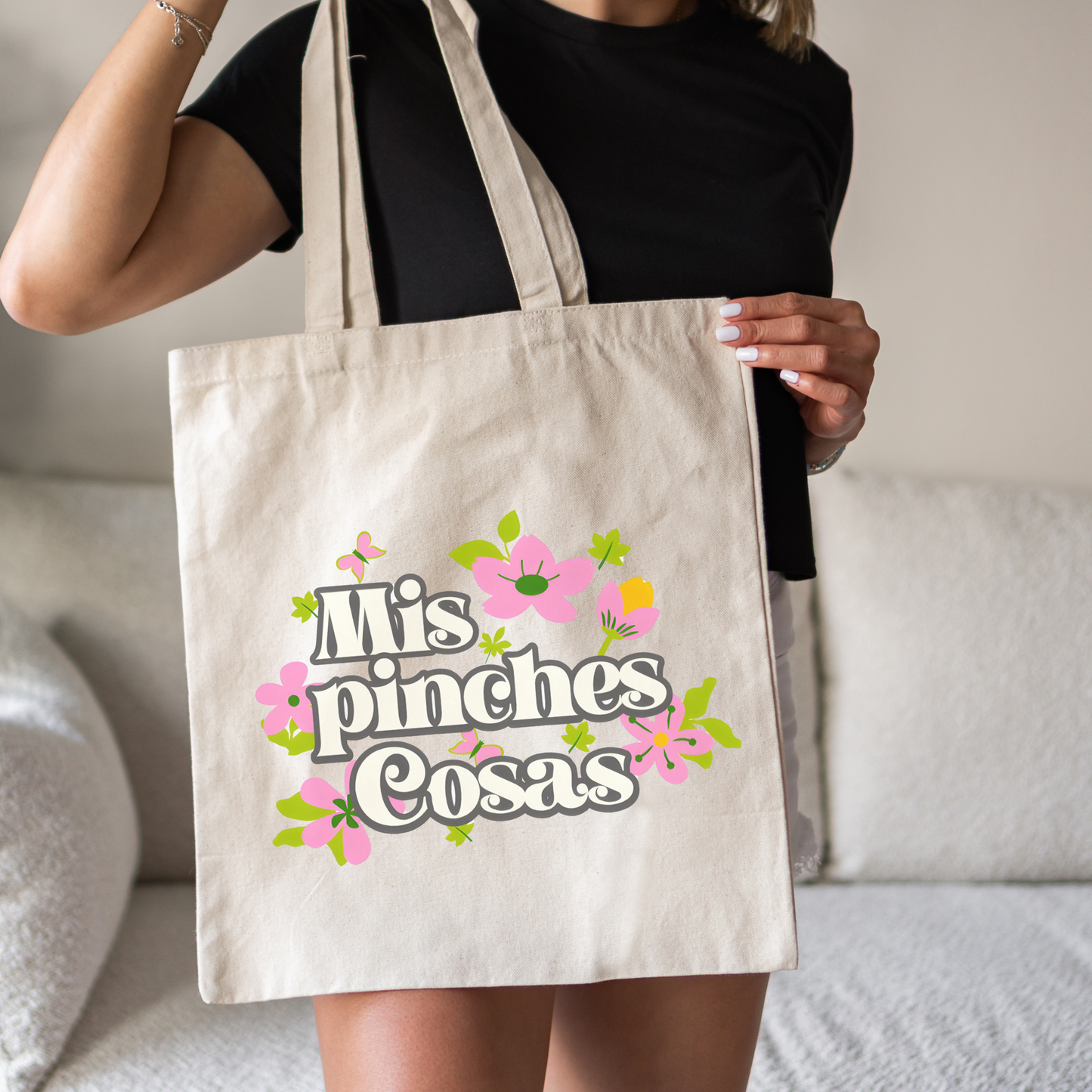 Mis Pinches Cosas Tote Bag - Funny & Bold Latina Bag | Bolsa Reutilizable con Actitud